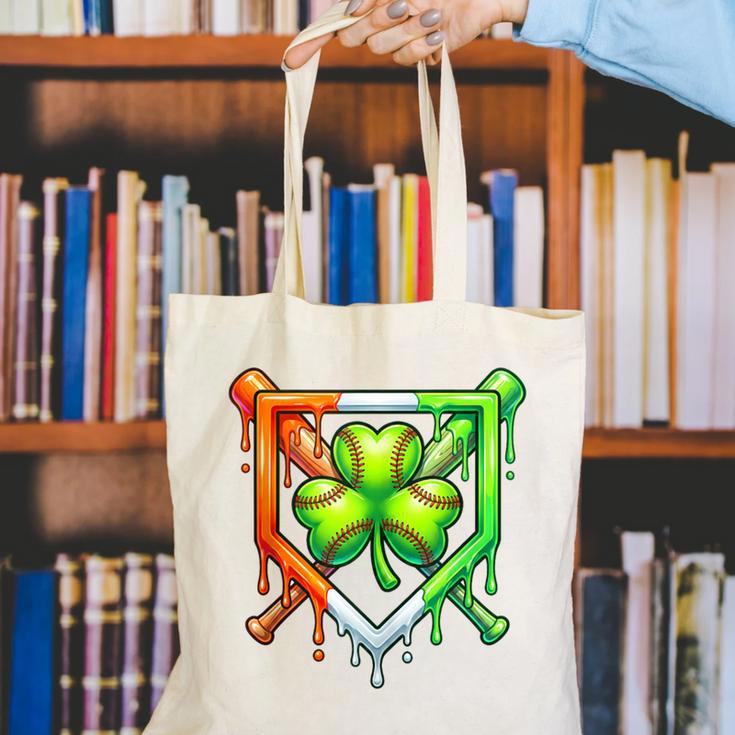 Baseball Drip Ice Cream St Patricks Day Shamrock Lucky Canvas Tote Bag Baseball Drip Ice Cream St Patricks Day Shamrock Lucky Canvas Tote Bag