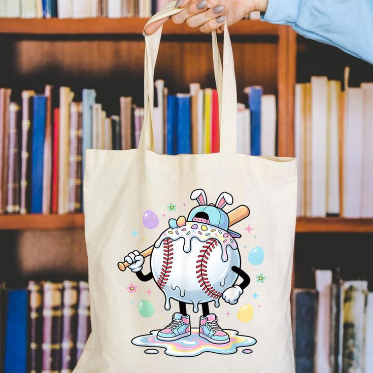 Baseball Drip Icecream Apparel Youth Boy Easter Canvas Tote Bag Baseball Drip Icecream Apparel Youth Boy Easter Canvas Tote Bag