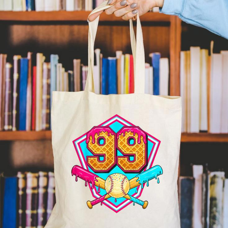 Baseball Drip Jersey Number 99 For Players & 99th Birthday Canvas Tote Bag