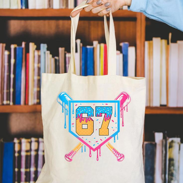 Baseball Drip Number 67 Player Or 67Th Birthday Canvas Tote Bag