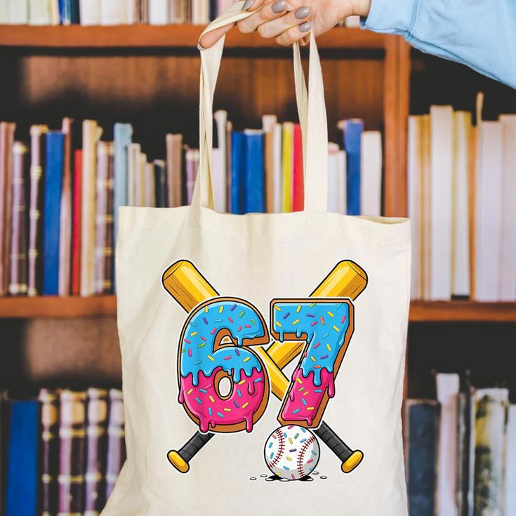 Baseball Drip Number 67 Player 67th Birthday Meme Gen Alpha Canvas Tote Bag