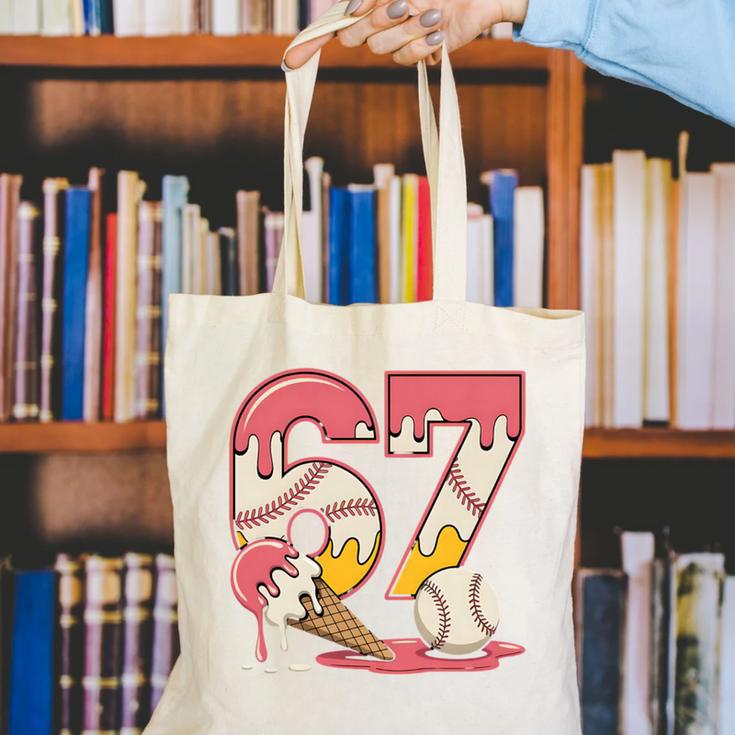 Baseball Drip Number 67 Player Ice Cream Or 67th Birthday Canvas Tote Bag