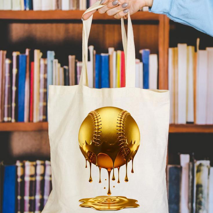 Baseball Dripping Drip Gold Sport Player Coach Baller Canvas Tote Bag Baseball Dripping Drip Gold Sport Player Coach Baller Canvas Tote Bag