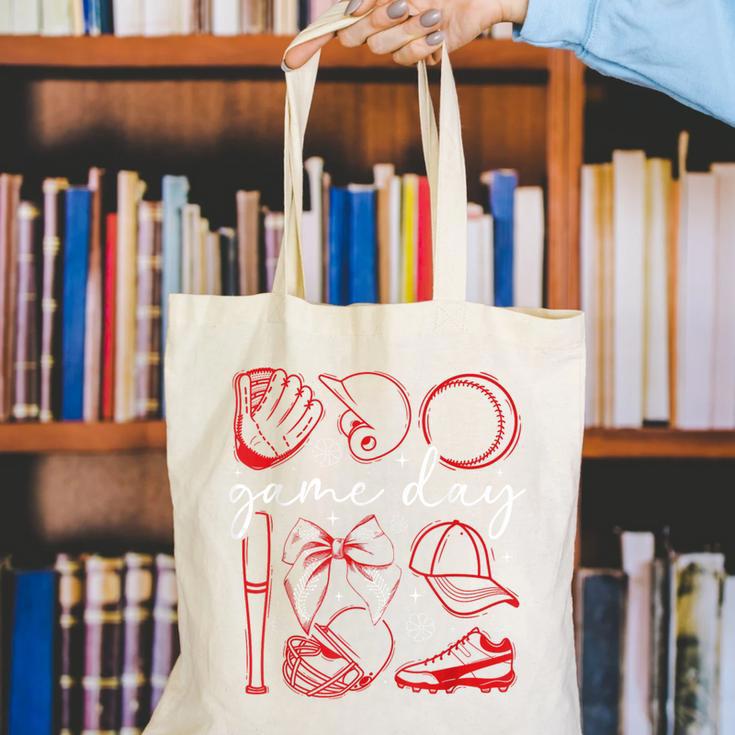 Baseball Game Day Coquette Game Day Baseball Canvas Tote Bag