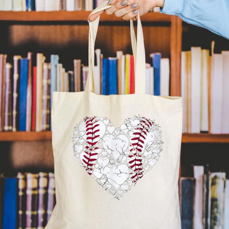 Baseball Heart Love Game Sports Fan Game Day Canvas Tote Bag
