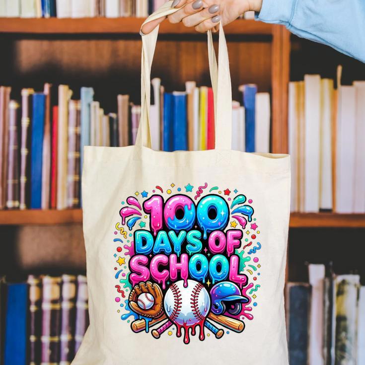 Baseball Ice Cream Drip 100 Days Of School Student Teacher Canvas Tote Bag Baseball Ice Cream Drip 100 Days Of School Student Teacher Canvas Tote Bag