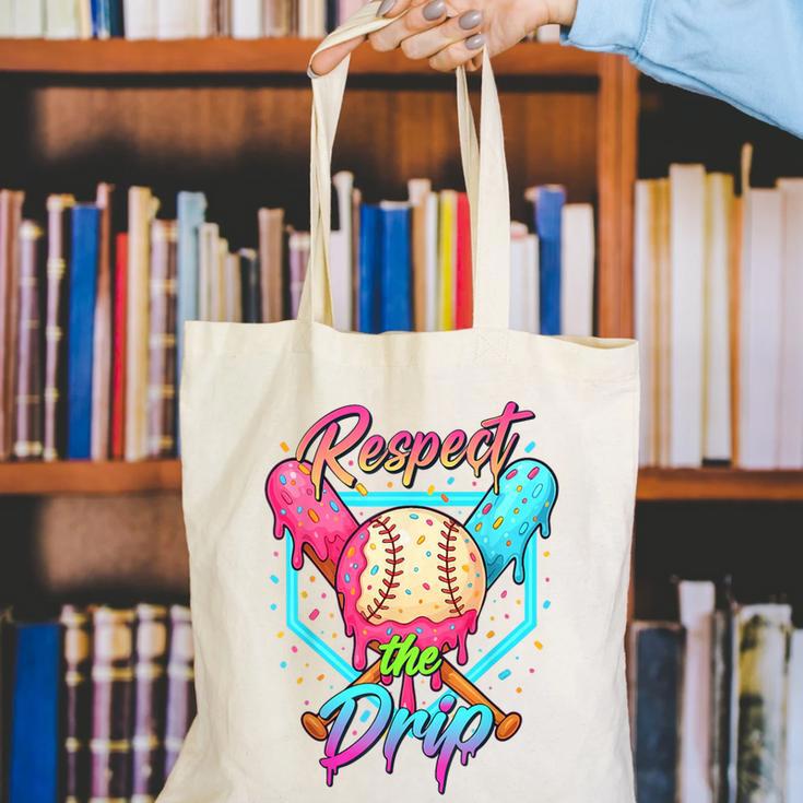 Baseball Ice Cream Drip Number 67 Player 67 Respect The Drip Canvas Tote Bag