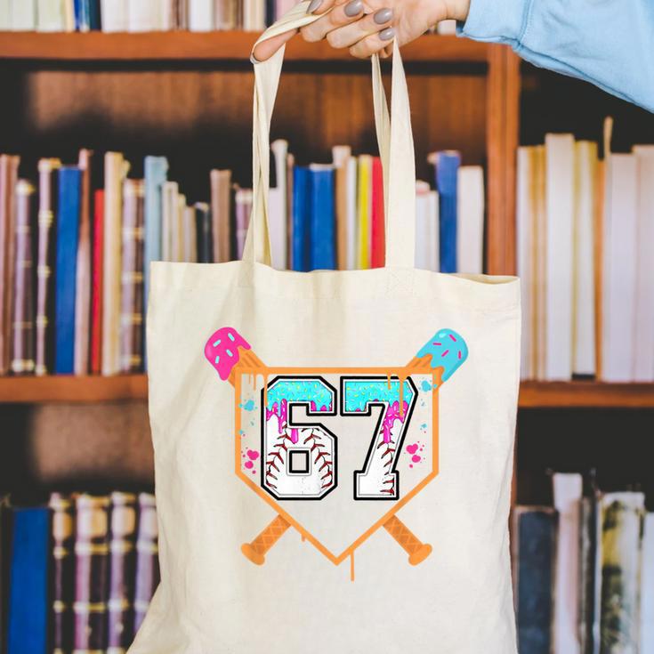 Baseball Ice Cream Drip Number 67 Player Six Seven Meme 6 7 Canvas Tote Bag