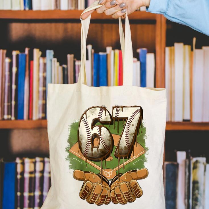Baseball Ice Cream Drip Number 67 Playground Player 67th Canvas Tote Bag
