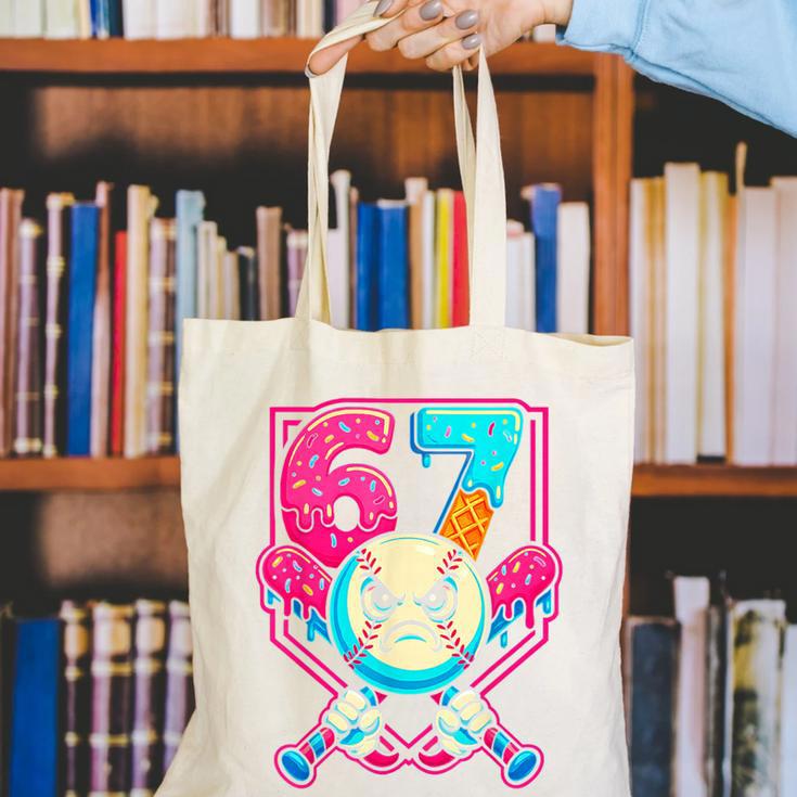 Baseball Ice Cream Drip Number 67 Six Seven Meme 67 Canvas Tote Bag