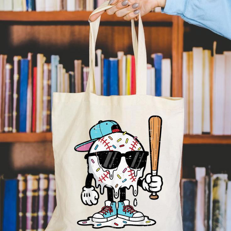 Baseball Ice Cream Drip Sports Boys Kids Youth Men Canvas Tote Bag Baseball Ice Cream Drip Sports Boys Kids Youth Men Canvas Tote Bag