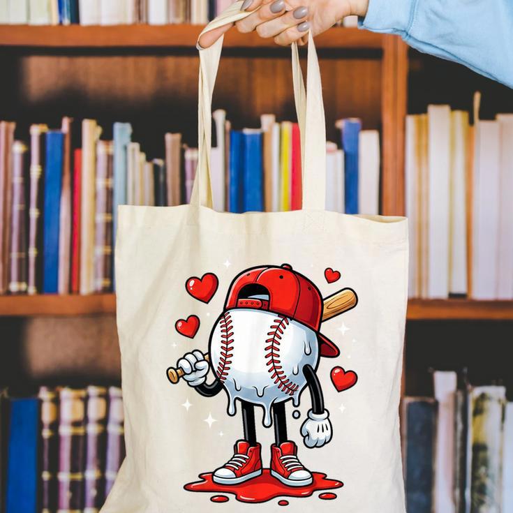 Baseball Ice Cream Drip Valentines Day Sports For Kids Boys Canvas Tote Bag Baseball Ice Cream Drip Valentines Day Sports For Kids Boys Canvas Tote Bag
