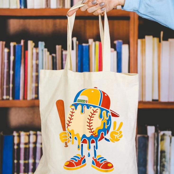 Baseball Ice Cream Drip Youth Back To School Baseball Stuff Canvas Tote Bag Baseball Ice Cream Drip Youth Back To School Baseball Stuff Canvas Tote Bag