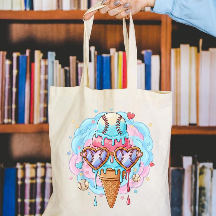 Baseball Ice Cream Heart Sunglasses Youth Boys Valentine Canvas Tote Bag Baseball Ice Cream Heart Sunglasses Youth Boys Valentine Canvas Tote Bag