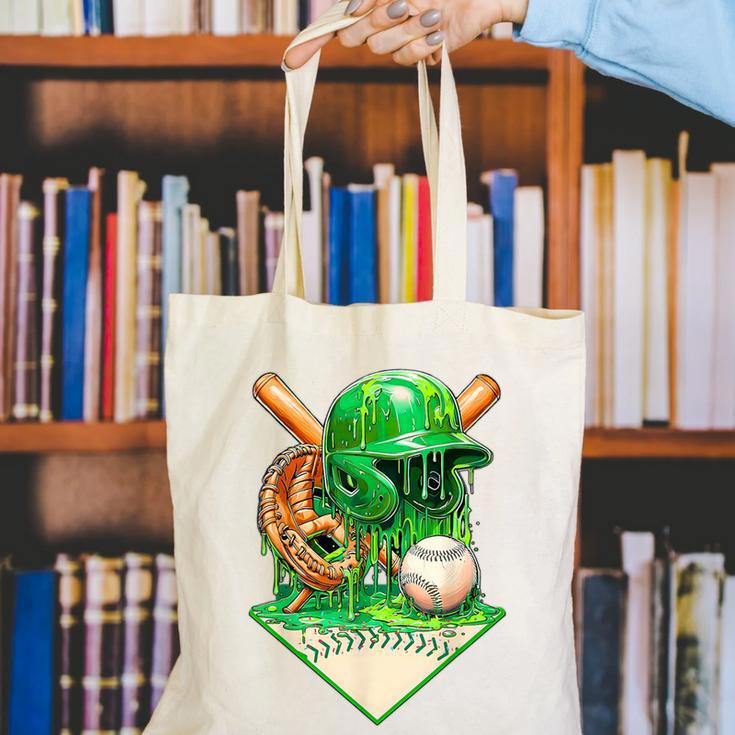 Baseball Life Style Ice Cream Drip Green Canvas Tote Bag Baseball Life Style Ice Cream Drip Green Canvas Tote Bag
