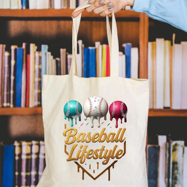Baseball Lifestyle Drip Canvas Tote Bag