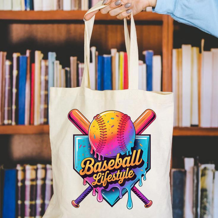 Baseball Lifestyle Drip Icecream Canvas Tote Bag Baseball Lifestyle Drip Icecream Canvas Tote Bag
