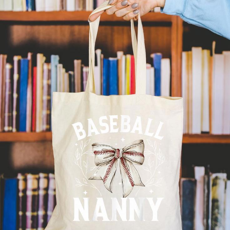 Baseball Nanny Baseball Coquette Bow Canvas Tote Bag Baseball Nanny Baseball Coquette Bow Canvas Tote Bag