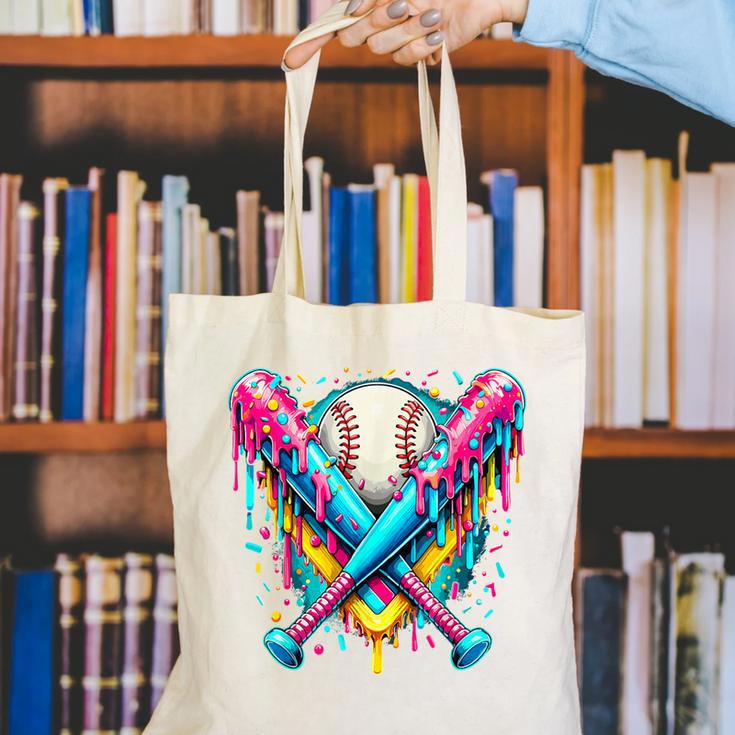 Baseball Player Ice Cream Drip Canvas Tote Bag