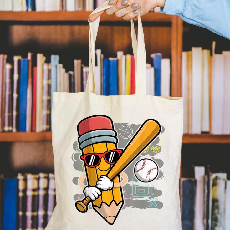 Baseball Player Pencil Back To School Cute Sport Students Canvas Tote Bag Baseball Player Pencil Back To School Cute Sport Students Canvas Tote Bag