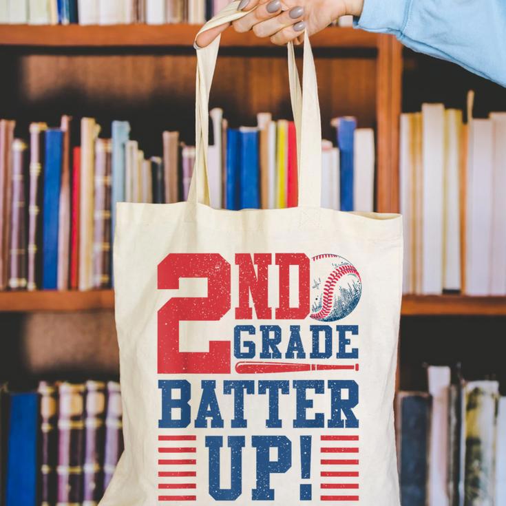 Baseball Second Grade Back To School 2nd Grade Batter Up Canvas Tote Bag