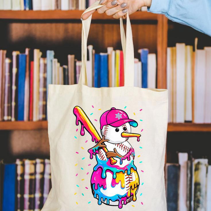 Baseball Snowman Drip Christmas Baseball Boys Men Kids Canvas Tote Bag Baseball Snowman Drip Christmas Baseball Boys Men Kids Canvas Tote Bag