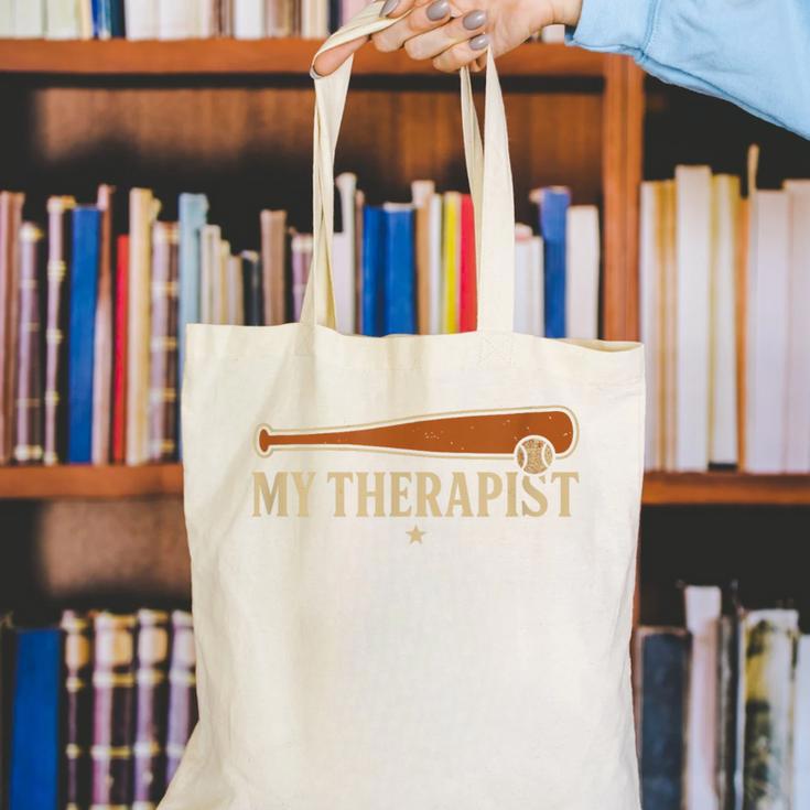 Baseball Tee My Therapist Bat Men Women Kids Canvas Tote Bag Baseball Tee My Therapist Bat Men Women Kids Canvas Tote Bag