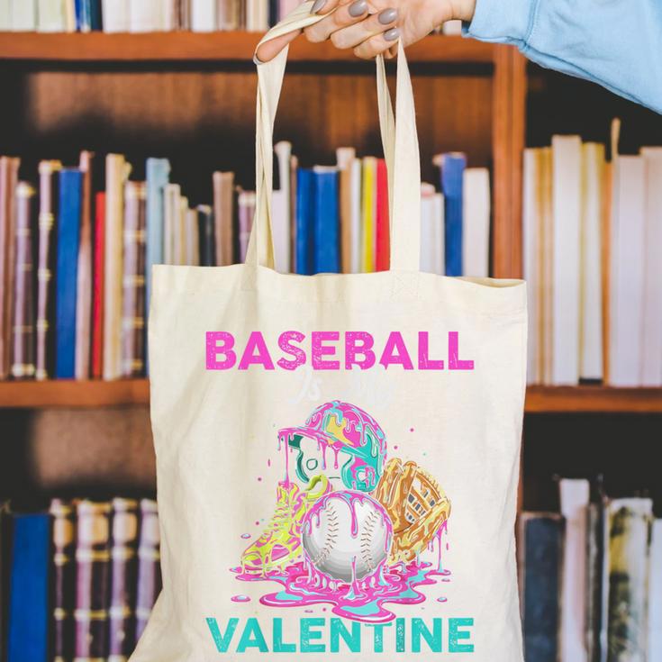 Baseball Is My Valentine Ice Cream Drip Crossed Bats Sport Canvas Tote Bag Baseball Is My Valentine Ice Cream Drip Crossed Bats Sport Canvas Tote Bag