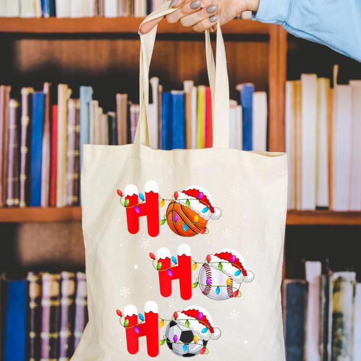 Basketball Baseball Soccer Christmas Ho Ho Ho Santa Xmas Canvas Tote Bag Basketball Baseball Soccer Christmas Ho Ho Ho Santa Xmas Canvas Tote Bag