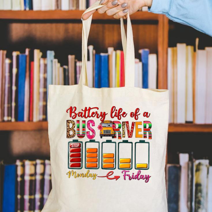 Battery Life Of A Bus Driver First Day Back To School Canvas Tote Bag