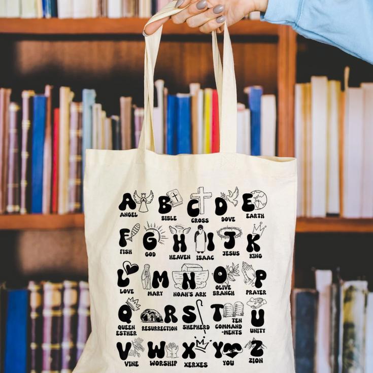 Biblical Alphabet Religious Christian Kids Back To School Canvas Tote Bag Biblical Alphabet Religious Christian Kids Back To School Canvas Tote Bag