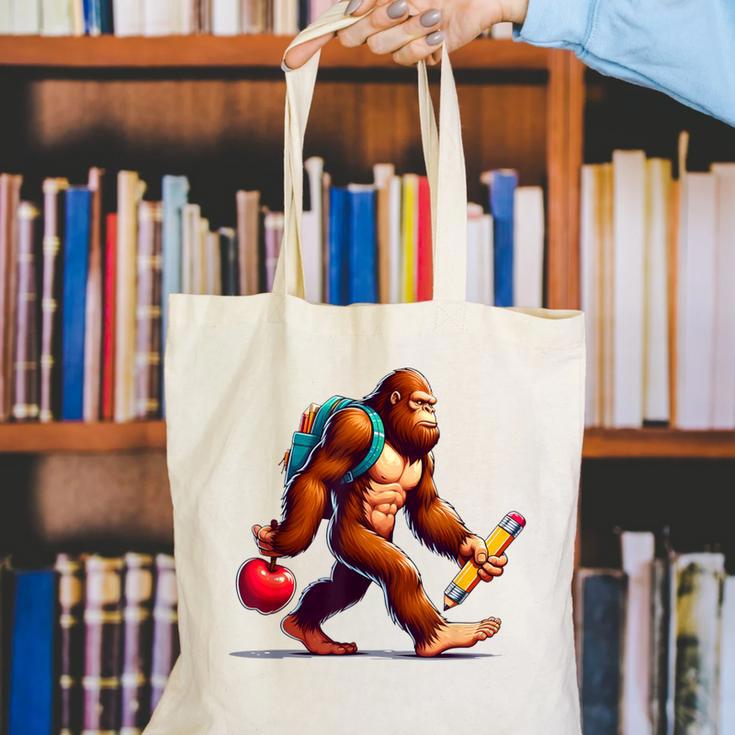 Bigfoot Lovers Pencil Back To School Kids Boys Girls Canvas Tote Bag Bigfoot Lovers Pencil Back To School Kids Boys Girls Canvas Tote Bag
