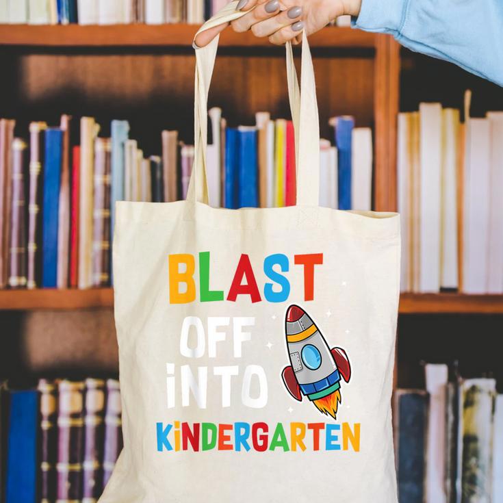 Blast Off Into Kindergarten Back To School Rocket Canvas Tote Bag Blast Off Into Kindergarten Back To School Rocket Canvas Tote Bag