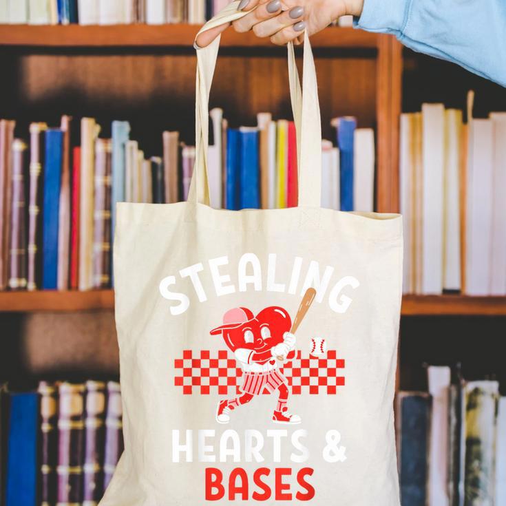 Boys Baseball Valentines Day Stealing Hearts Valentine Kids Canvas Tote Bag