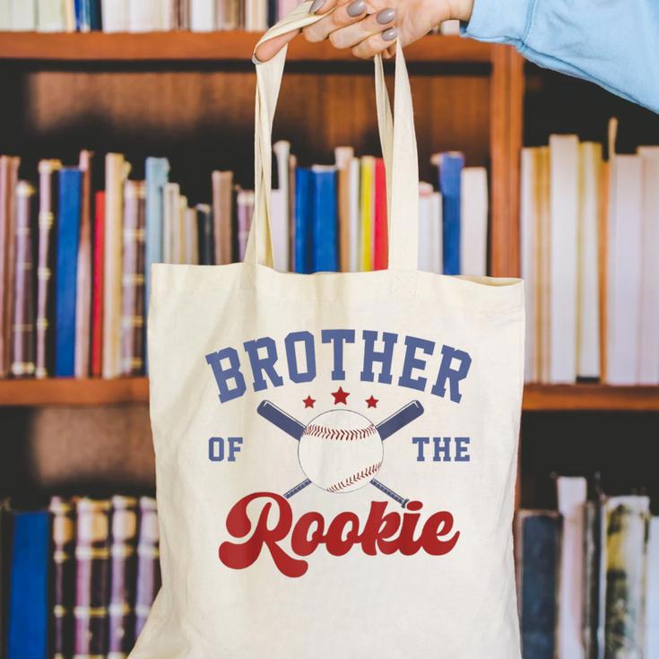 Brother Of Rookie 1st Birthday Baseball Boy Family Matching Canvas Tote Bag Brother Of Rookie 1st Birthday Baseball Boy Family Matching Canvas Tote Bag