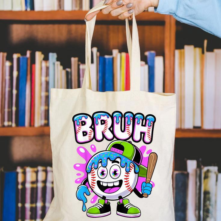 Bruh Baseball Drip Boys Youth Ice Cream Dripping Baseball Canvas Tote Bag