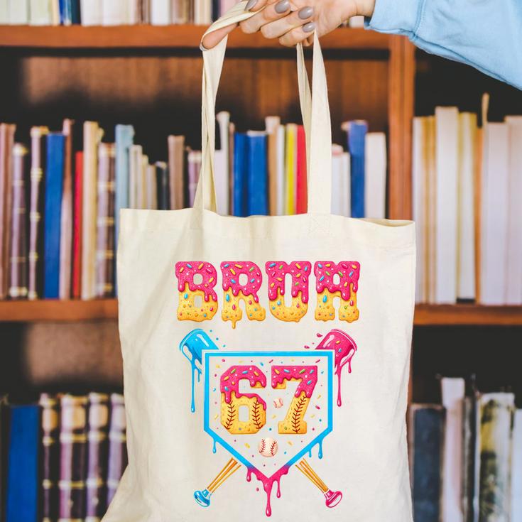 Bruh Baseball Ice Cream Drip Number 67 Player 67th Birthday Canvas Tote Bag Bruh Baseball Ice Cream Drip Number 67 Player 67th Birthday Canvas Tote Bag