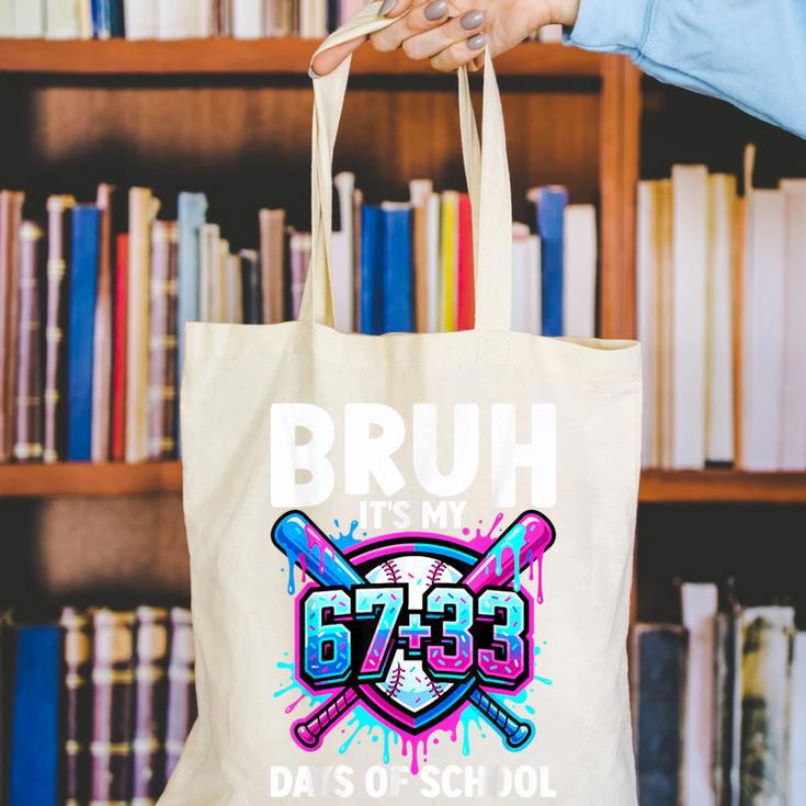 Bruh It's My 67 33 Days Of School Baseball 100 Days Smarter Canvas Tote Bag Bruh It's My 67 33 Days Of School Baseball 100 Days Smarter Canvas Tote Bag