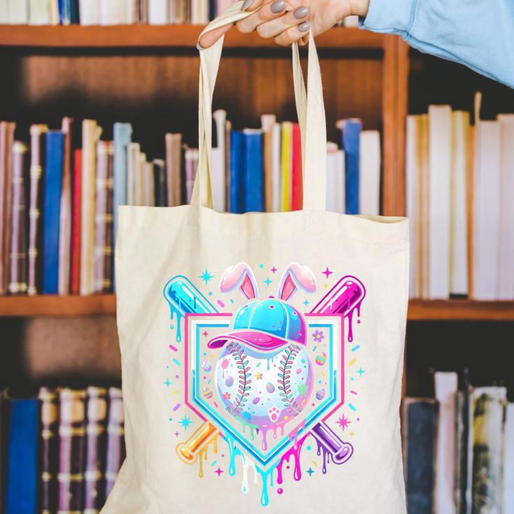 Bunny Baseball Hat With Ice Cream Easter Day Boys Kids Girls Canvas Tote Bag Bunny Baseball Hat With Ice Cream Easter Day Boys Kids Girls Canvas Tote Bag