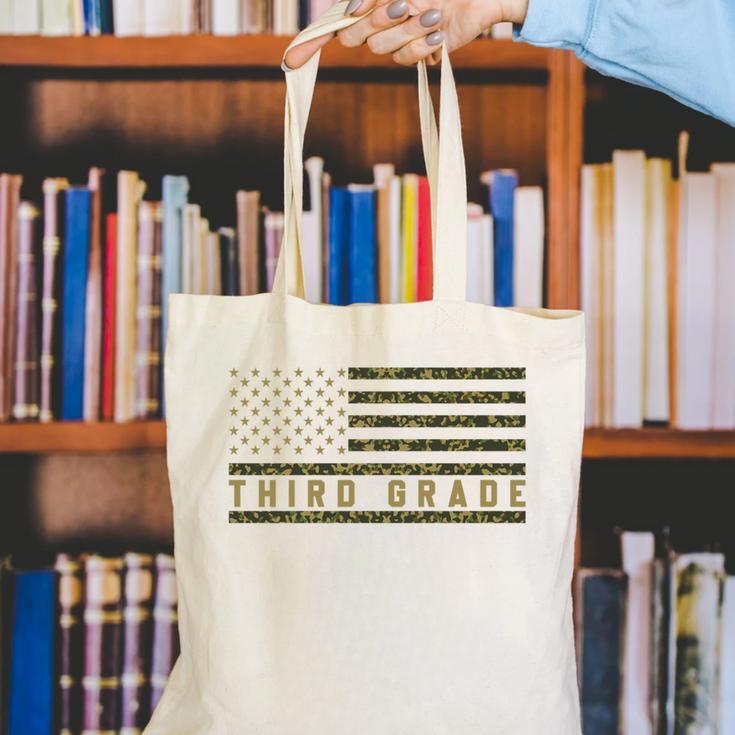 Camo American Flag Third Grade Back To School 3rd Grade Premium Tri-Blend Canvas Tote Bag