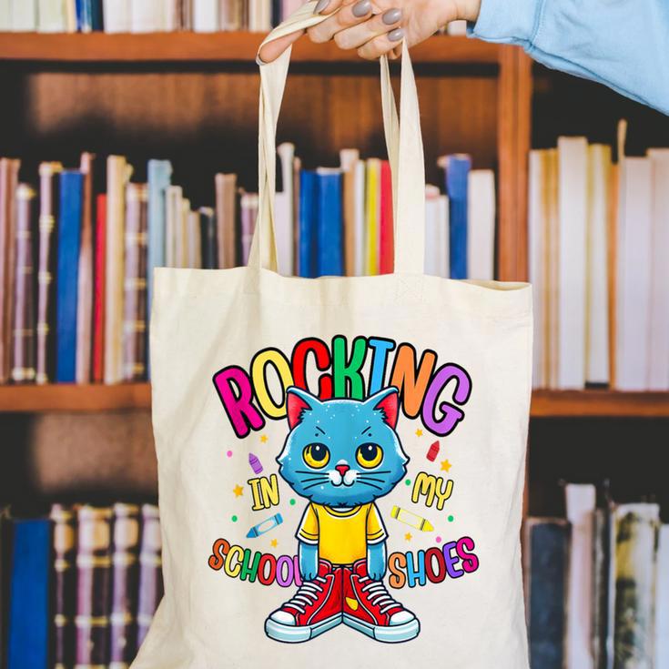 Cat Rocking I n My School Shoes Back To School Student Canvas Tote Bag Cat Rocking I n My School Shoes Back To School Student Canvas Tote Bag