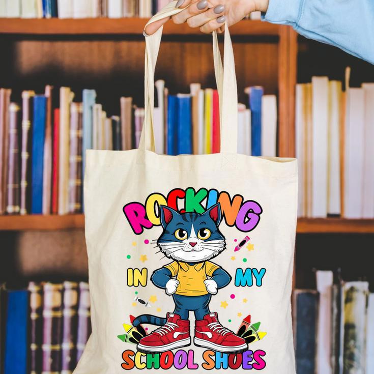 Cat Rocking In My School Shoes Back To School Kids Tee Canvas Tote Bag Cat Rocking In My School Shoes Back To School Kids Tee Canvas Tote Bag