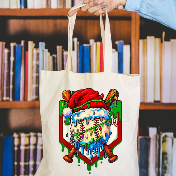 Christmas Baseball Ice Cream Drip Santa Baseball Player Kids Canvas Tote Bag Christmas Baseball Ice Cream Drip Santa Baseball Player Kids Canvas Tote Bag