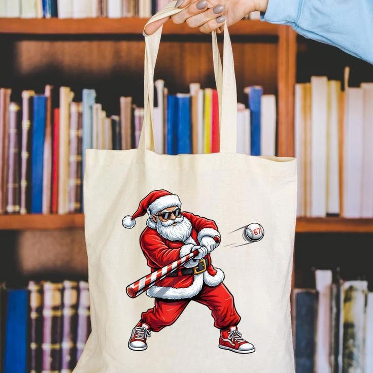 Christmas Baseball Player Santa Xmas Boys Men Toddler Canvas Tote Bag