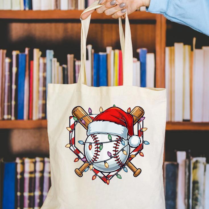 Christmas Baseball Santa Hat For Baseball Players Fans Canvas Tote Bag Christmas Baseball Santa Hat For Baseball Players Fans Canvas Tote Bag