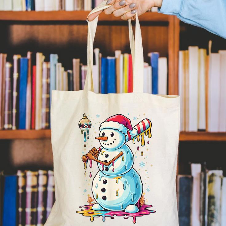 Christmas Baseball Snowman Drip For Boys Men Girls Women Canvas Tote Bag
