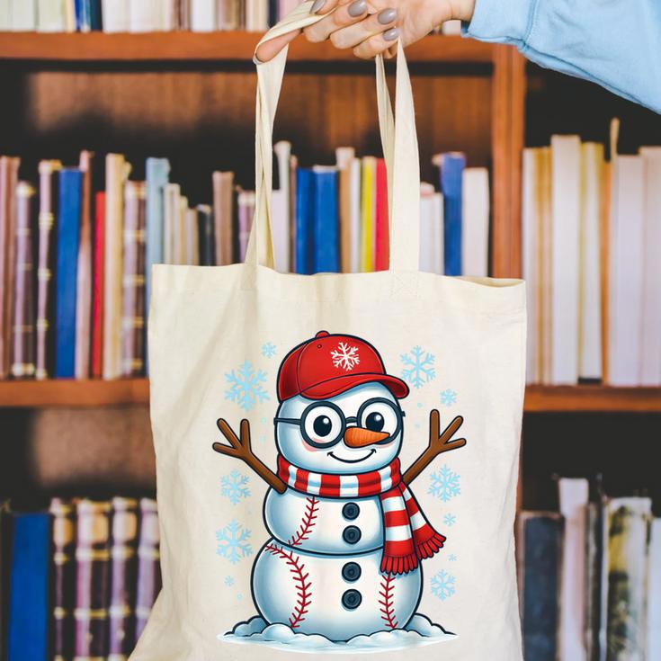 Christmas Baseball Snowman Xmas Pajamas Women Men Boys Canvas Tote Bag Christmas Baseball Snowman Xmas Pajamas Women Men Boys Canvas Tote Bag
