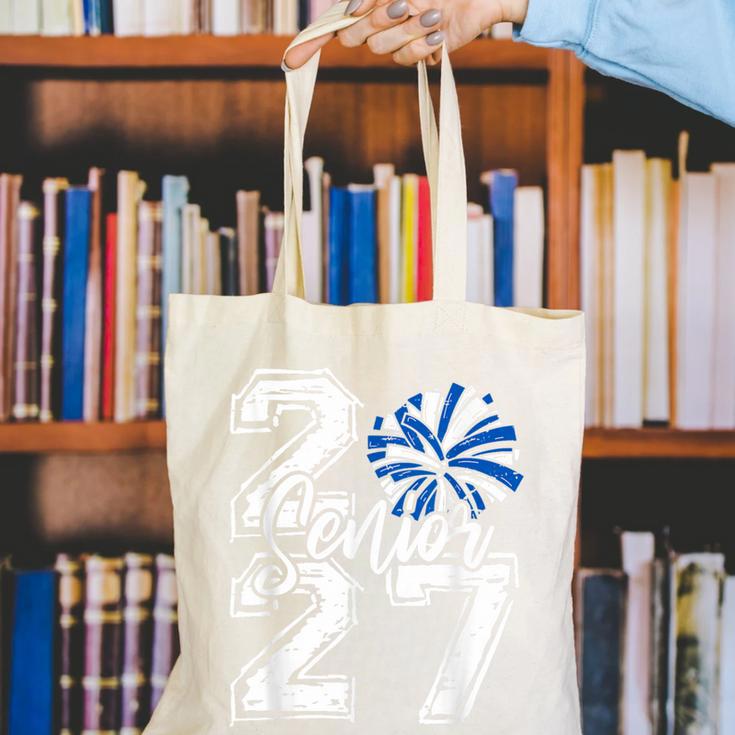 Class Of 2027 Cheer Blue Senior 2027 Back To School Canvas Tote Bag