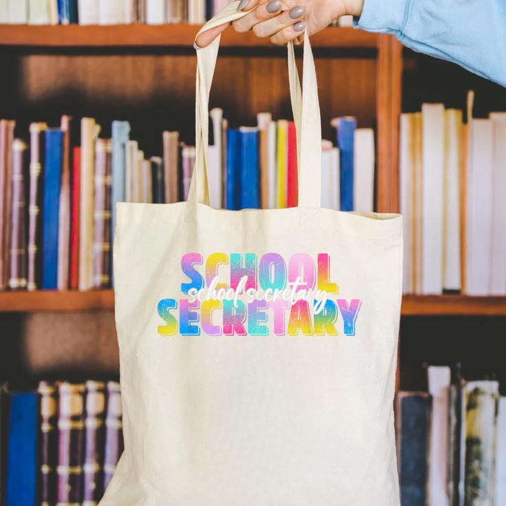 Colorful School Secretary Back To School Rainbow Canvas Tote Bag Colorful School Secretary Back To School Rainbow Canvas Tote Bag