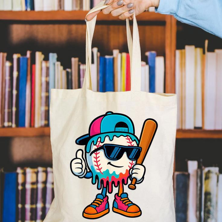 Cool Baseball Drip For Boys Ice Cream Drip Baseball Kids Canvas Tote Bag